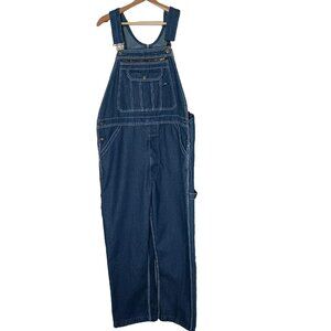 Real Work Mens Overalls 38x29 Dark Wash Blue Denim Workwear Pants Jeans READ